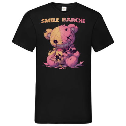 Smile Bärchi - Herren V-Neck Shirt Black