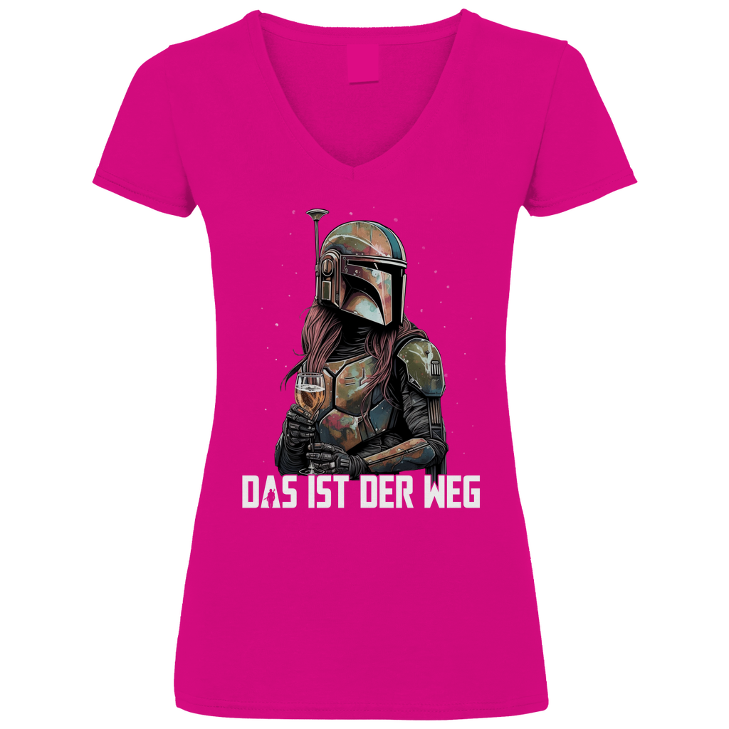 Das ist der Weg - Mandalorianerin Wein - V-Neck Damenshirt