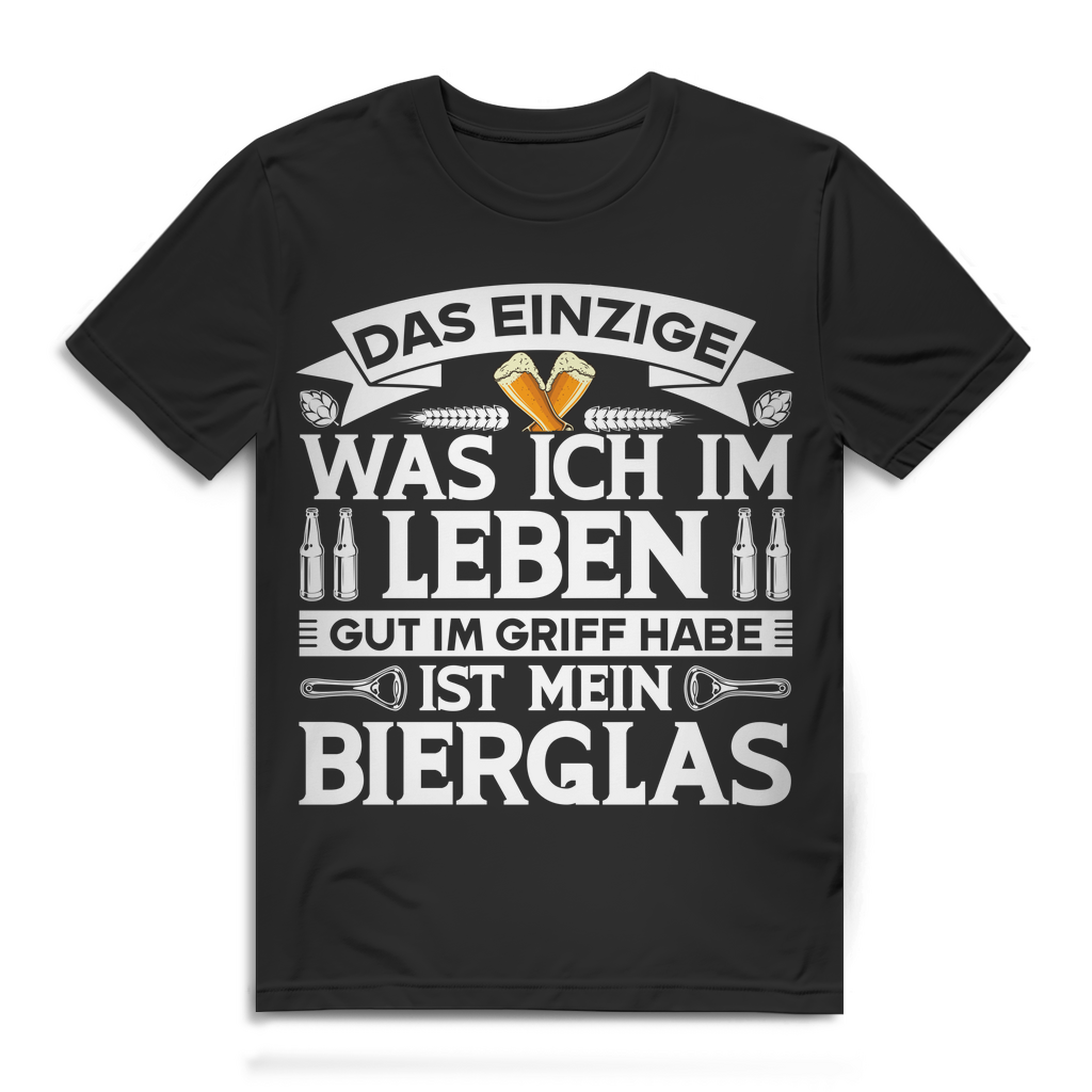 Herren T-Shirt - Gut im Griff hab ich nur mein Bierglas Bio Baumwolle Black