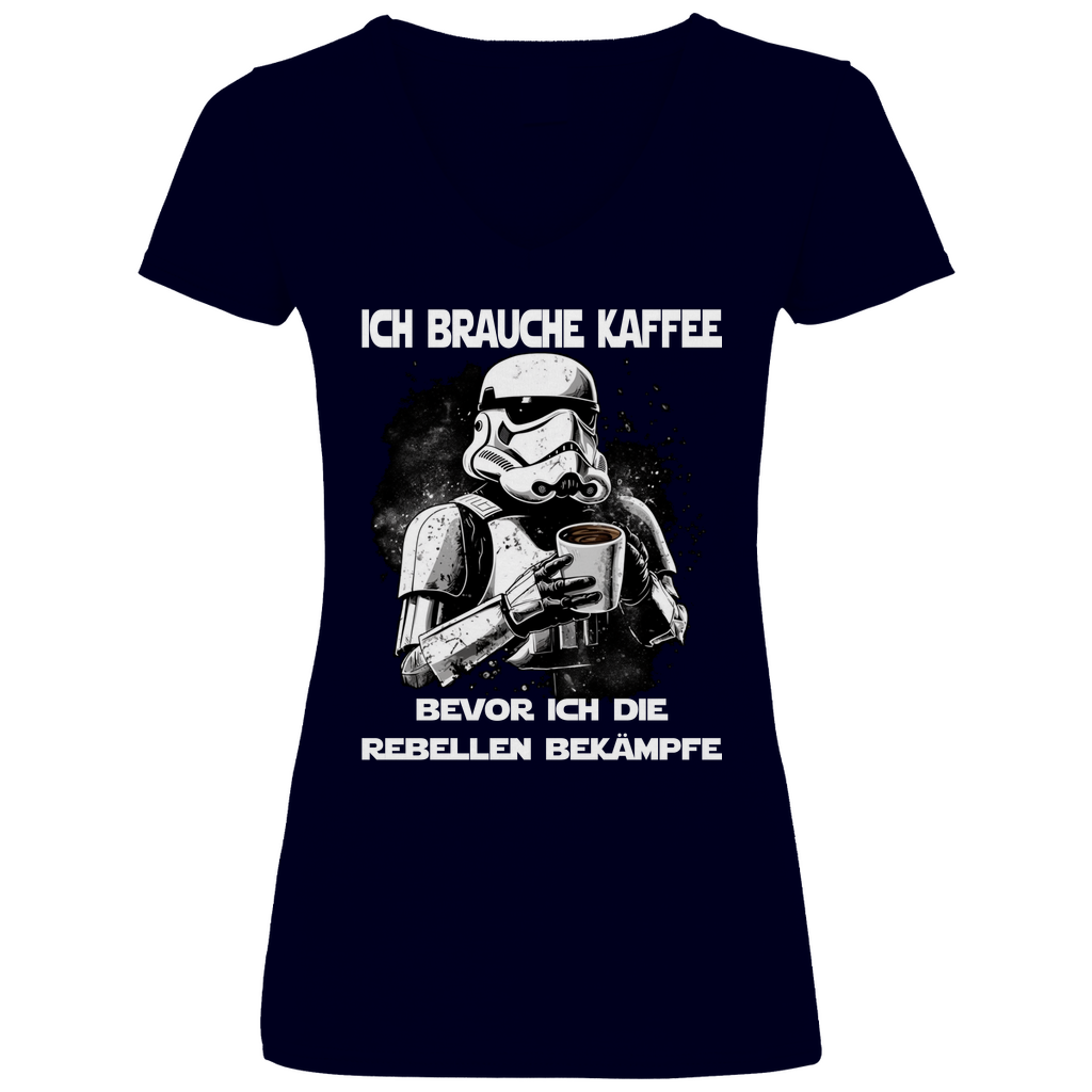 Ich brauche Kaffee - Stormtrooper - V-Neck Damenshirt