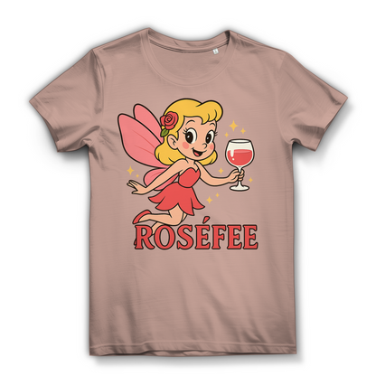 Damen Premium Bio T-Shirt ROSÉFEE – Rosé Wein Fee Motiv aus 100 % Bio-Baumwolle Millennial Pink