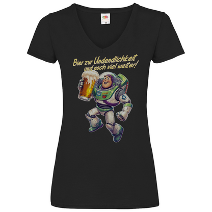 Bier zur Unendlichkeit und noch viel weiter - Buzz Lightyear Toy Story - V-Neck Damenshirt Black