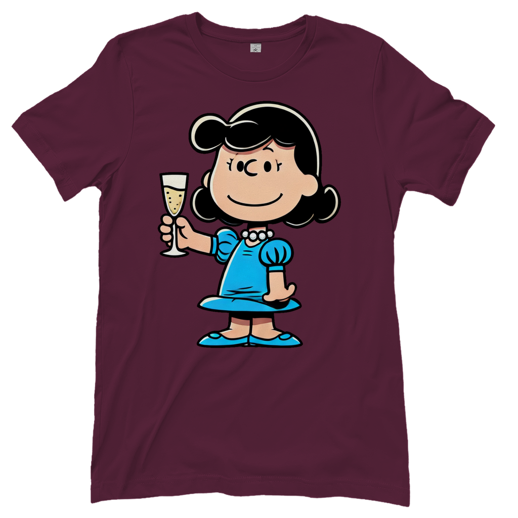 Lucy van Pelt mit Sekt - Die Peanuts - Damenshirt Burgundy
