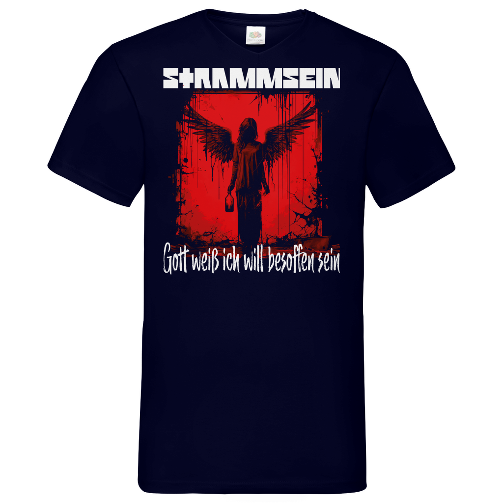 Strammsein Gott weiß ich will besoffen sein - Herren V-Neck Shirt