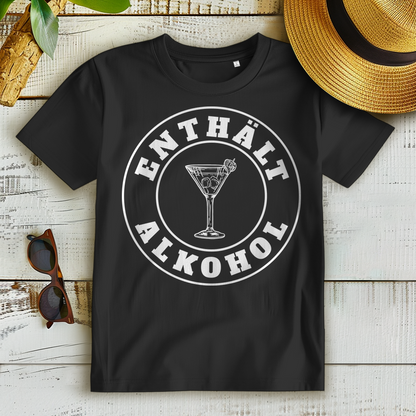 Warnung Enthält Alkohol – Damen Funshirt mit Glas Motiv für Feiern &amp; Club