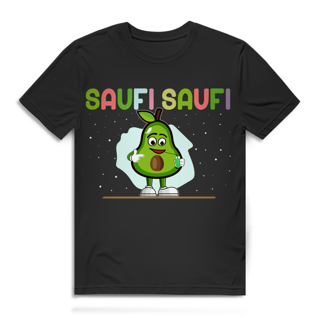 Saufi Saufi Avocado Herren T-Shirt Lustiges Party Spruch Fun Festival Outfit Black