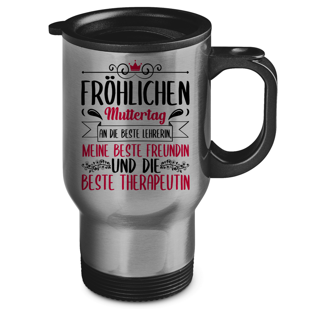 Fröhlichen Muttertag an die beste Mutter - Edelstahl-Thermobecher Silver One size