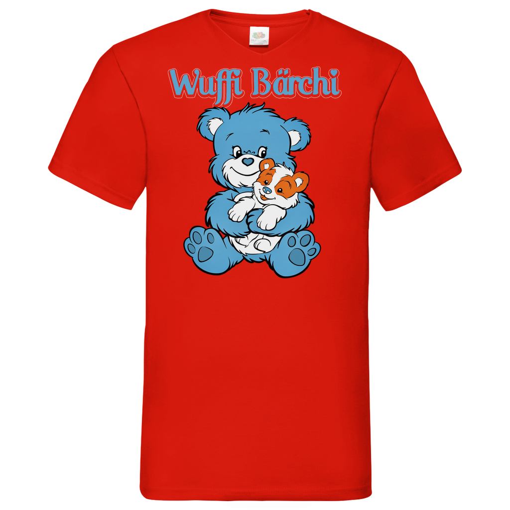 Wuffi Bärchi - Glücksbärchi - Herren V-Neck Shirt Red