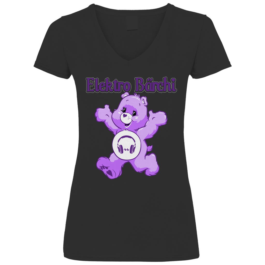 Elektro Bärchi - Glücksbärchi - V-Neck Damenshirt Black