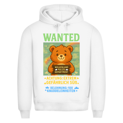 Herren Premium Bio Hoodie Wanted Glücksbärchi Wolkenland Extrem Gefährlich Süß White