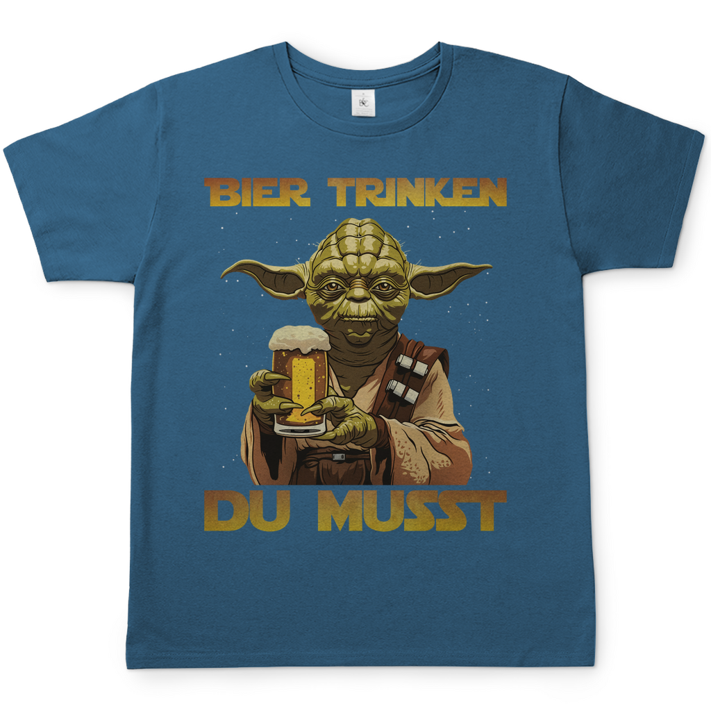 Bier trinken du musst - Yoda Star Wars - Herren Shirt Stone Blue