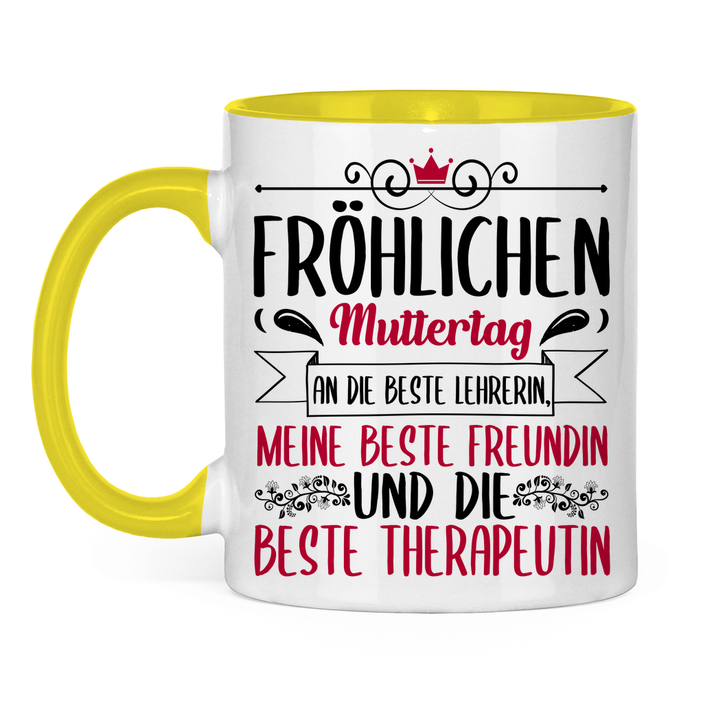 Fröhlichen Muttertag an die beste Mutter - Tasse zweifarbig Yellow
