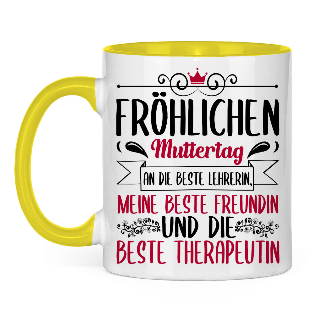 Fröhlichen Muttertag an die beste Mutter - Tasse zweifarbig