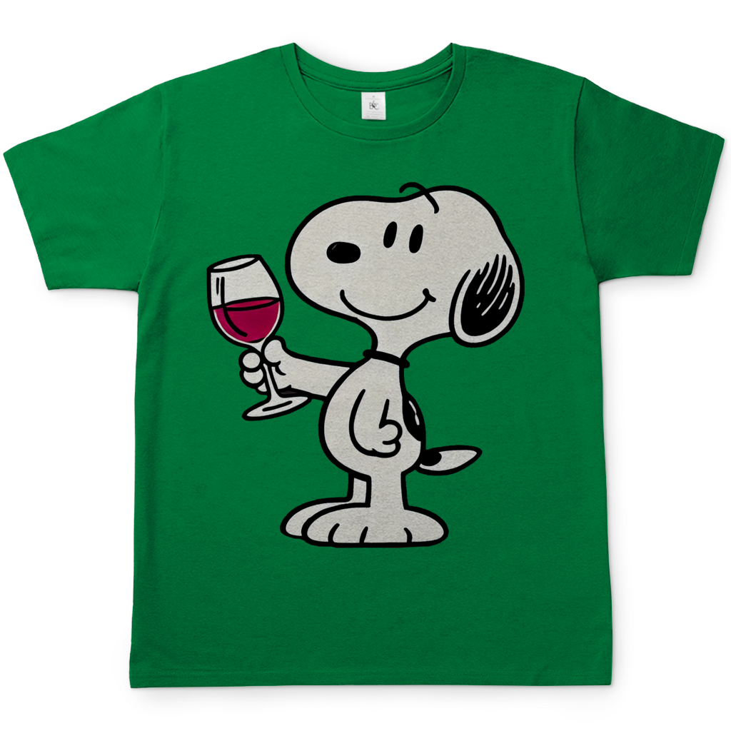 Snoopy mit Wein - Die Peanuts - Herren Shirt Kelly Green