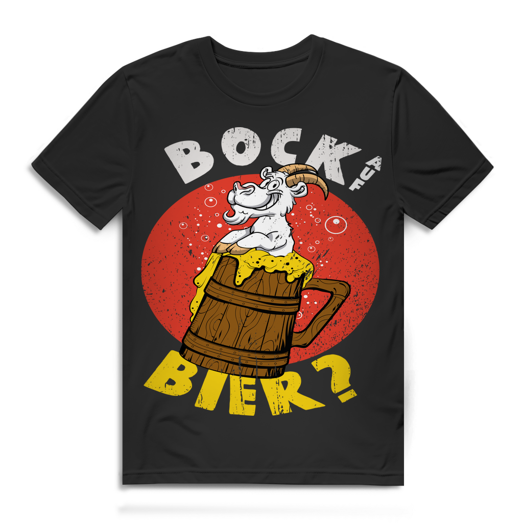 Bock auf Bier? Shirt für Männer – Lustiges Bockbier T-Shirt mit Ziege Motiv Black