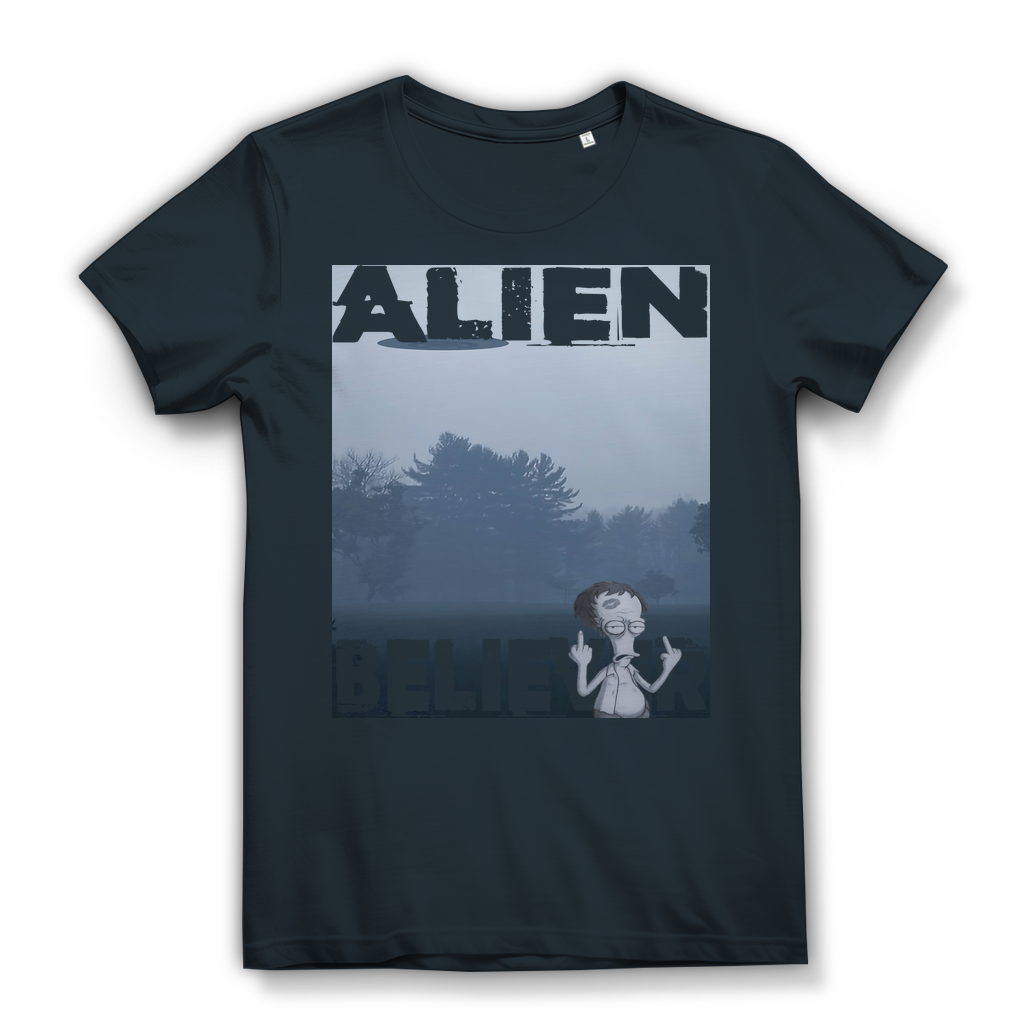 Alien Believer Roger - Damen Premium Bio T-Shirt Dark Grey
