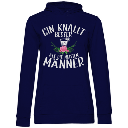 Gin knallt besser als die meisten Männer - Damen Hoodie Navy Blue