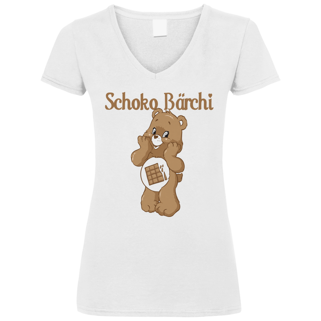 Schoko Bärchi - Glücksbärchi - V-Neck Damenshirt