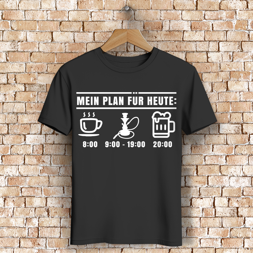 Shisha T-Shirt Herren – Mein Plan Kaffee Shisha Bier – Lustiges Shirt