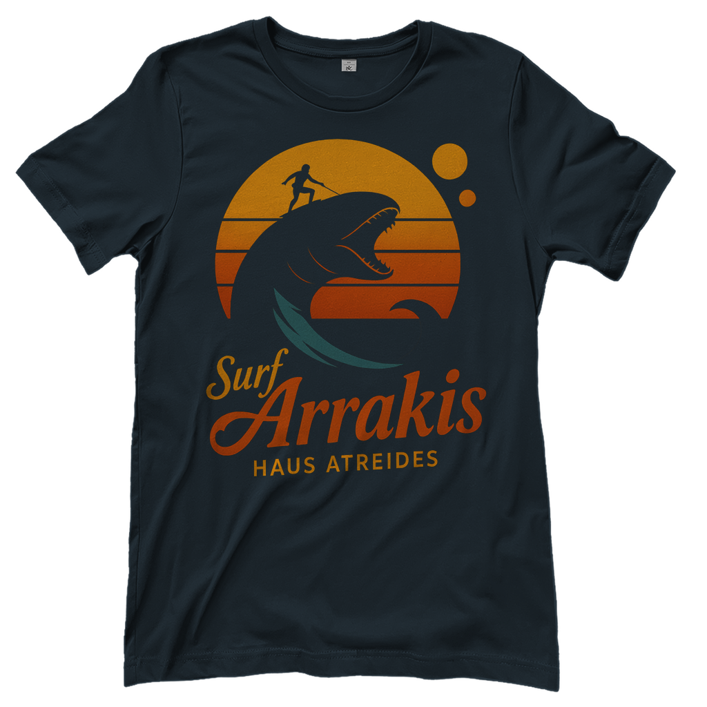 Surf Arrakis Sandwurm Retro Vintage Dune Haus Atreides - Damen T-Shirt Dark Grey Solid
