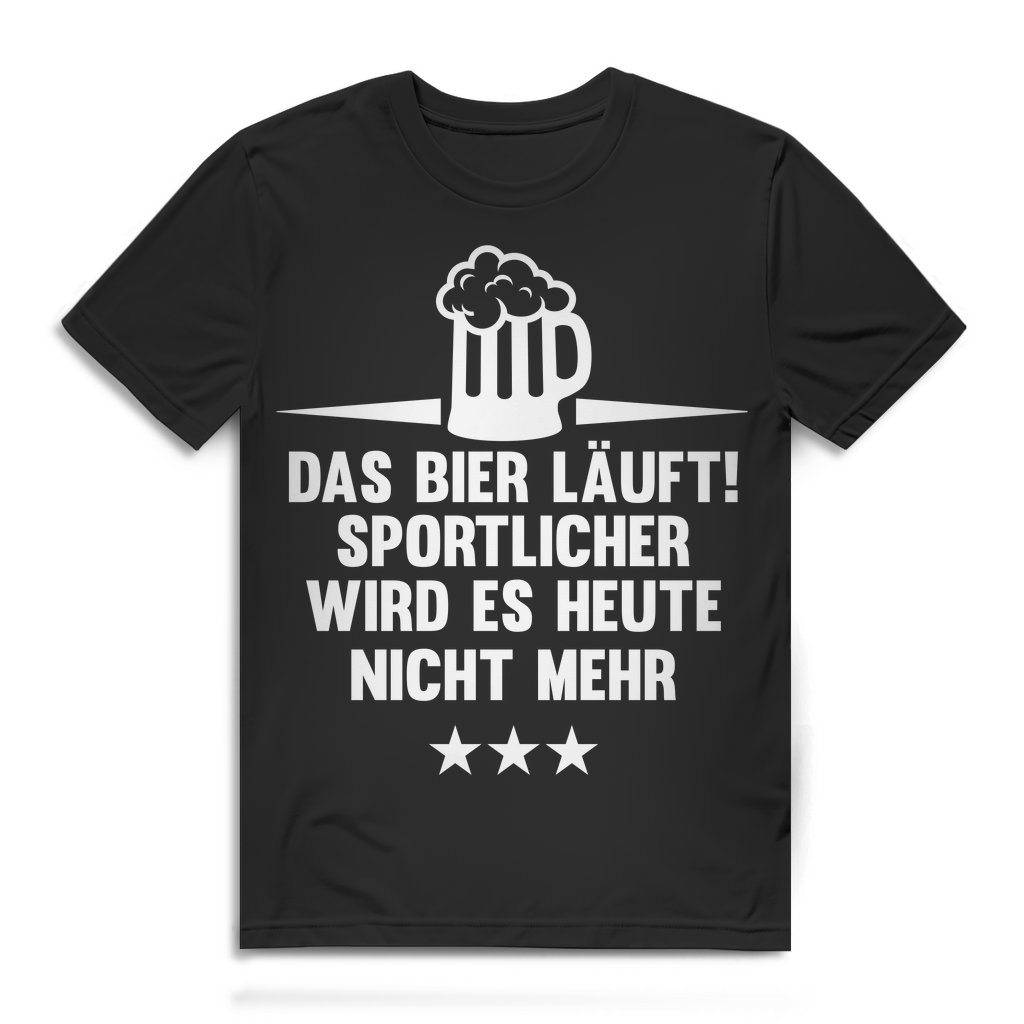 Herren T-Shirt Das Bier läuft sportlicher wird es heute nicht mehr Bio Baumwolle Black