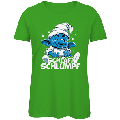 Schlafi Schlumpf Grafik - Damen Premium Bio T-Shirt Real Green