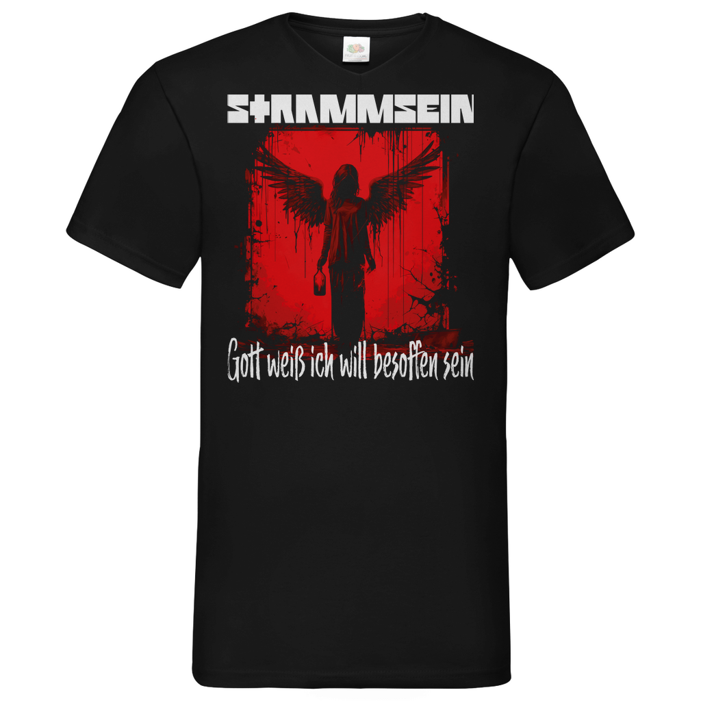 Strammsein Gott weiß ich will besoffen sein - Herren V-Neck Shirt Black