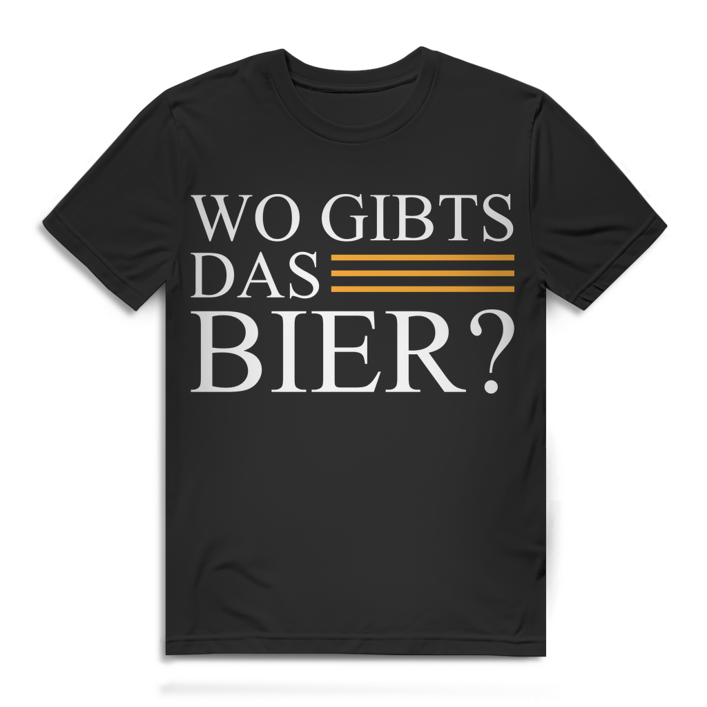 Wo gibt’s das Bier Shirt Männer – Lustiges Funshirt für Festival und Stammtisch Black
