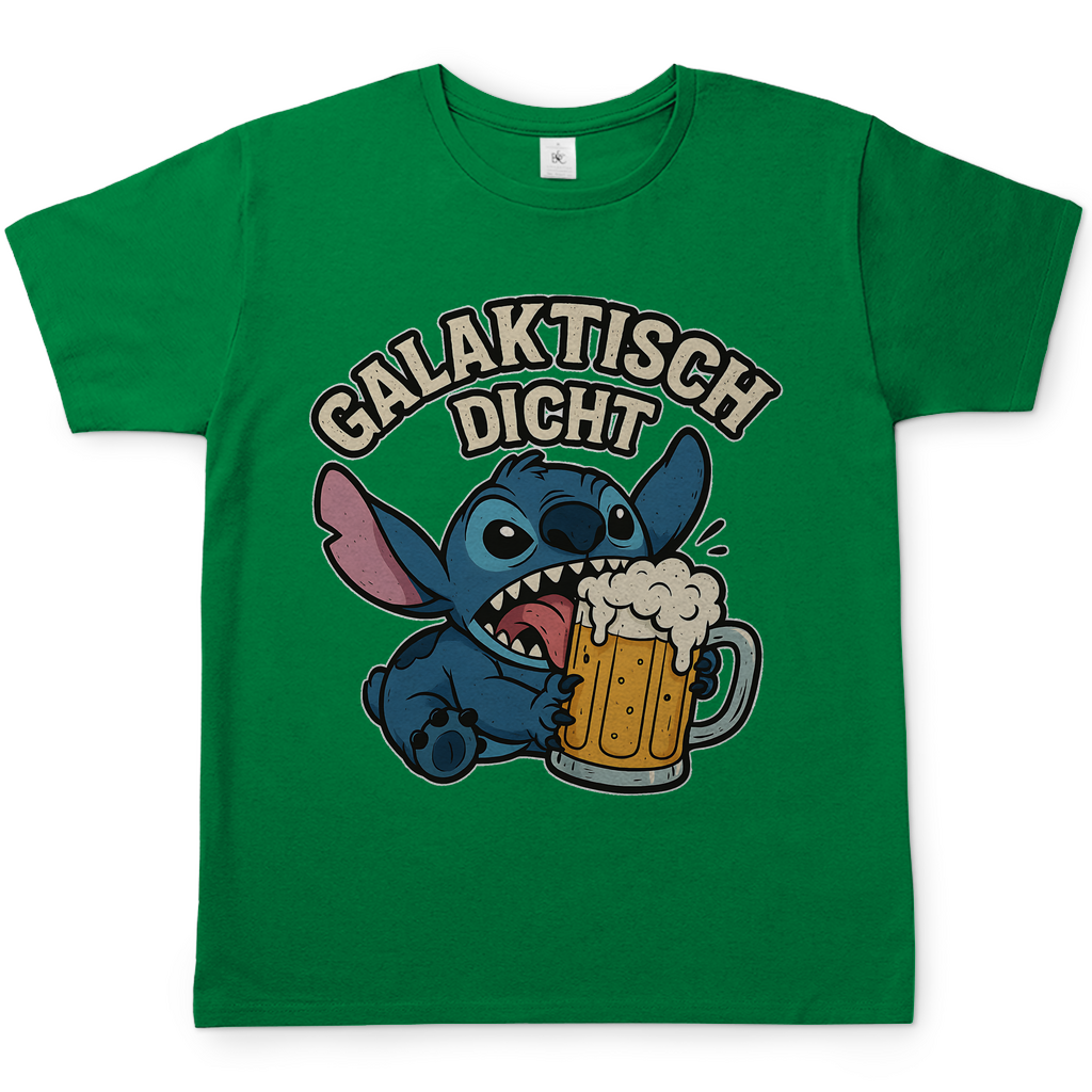 Stitch Galaktisch Dicht Bier Alien - Herren T-Shirt Kelly Green