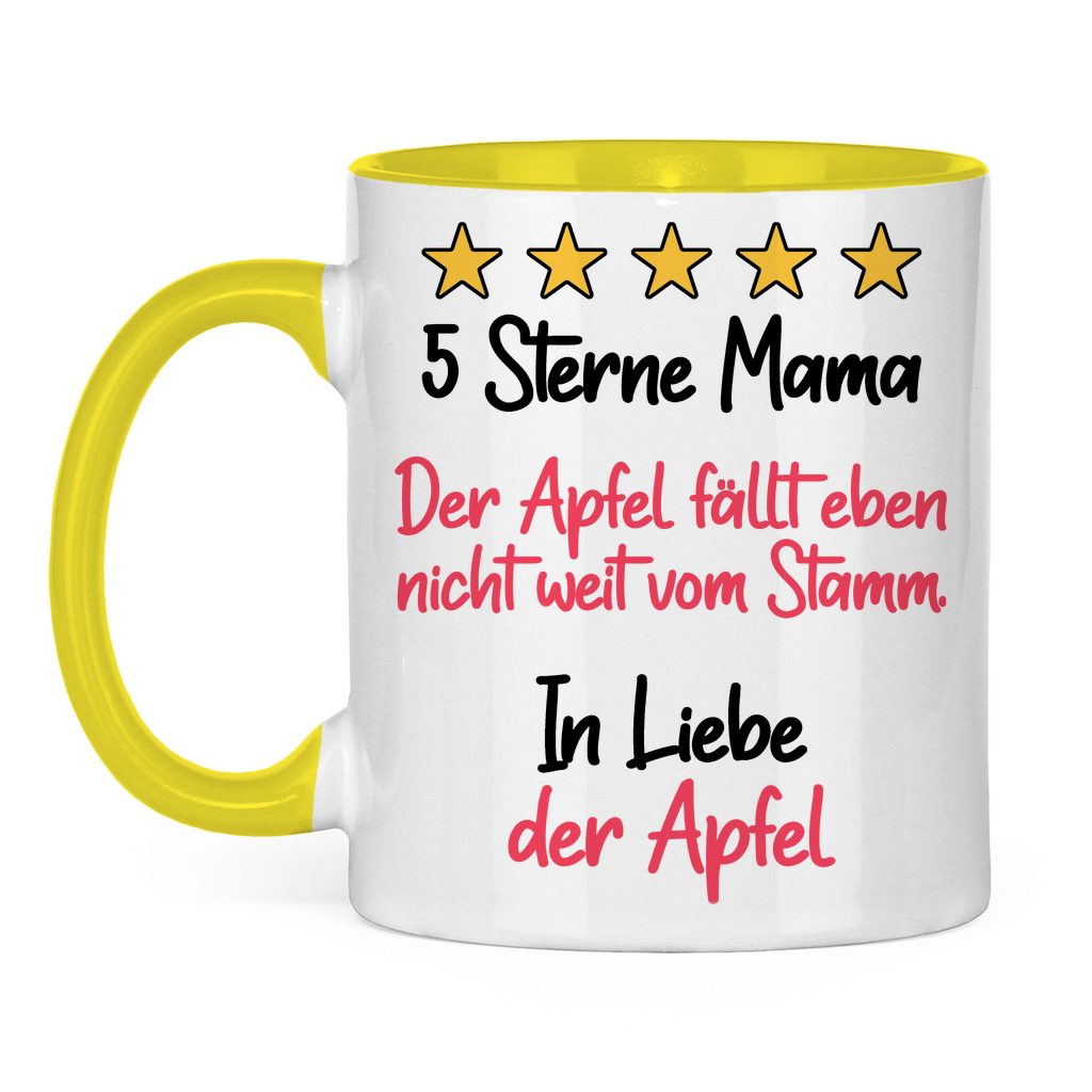 5 Sterne Mama in liebe der Apfel - Tasse zweifarbig