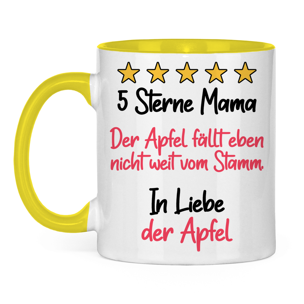 5 Sterne Mama in liebe der Apfel - Tasse zweifarbig Yellow
