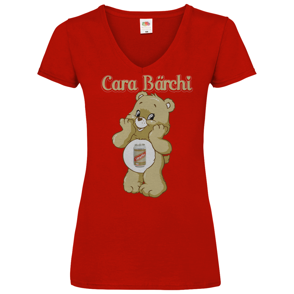 Cara Bärchi - Glücksbärchi - V-Neck Damenshirt Red XXL