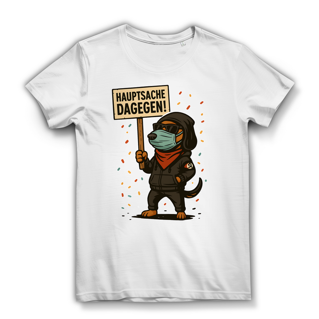 Hauptsache Dagegen Protest Dackel Hunde - Damen Premium Bio T-Shirt White