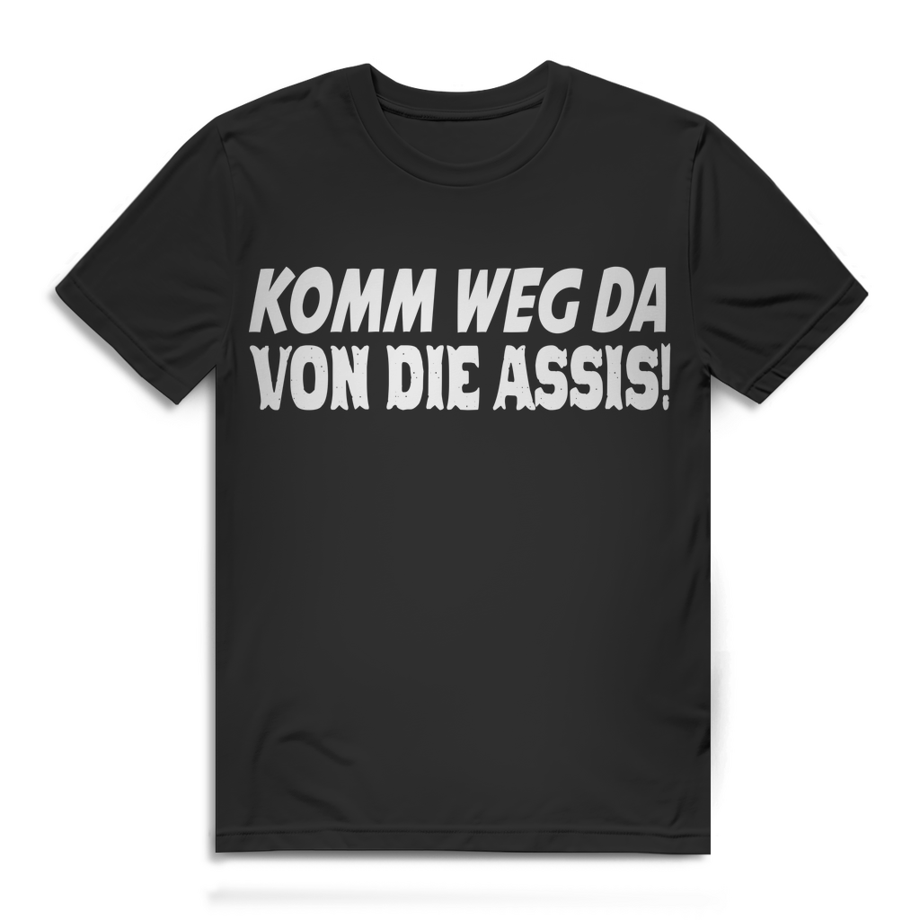 Komm weg da von die Assis T Shirt Männer lustig Spruch Funshirt Herren Geschenk Black