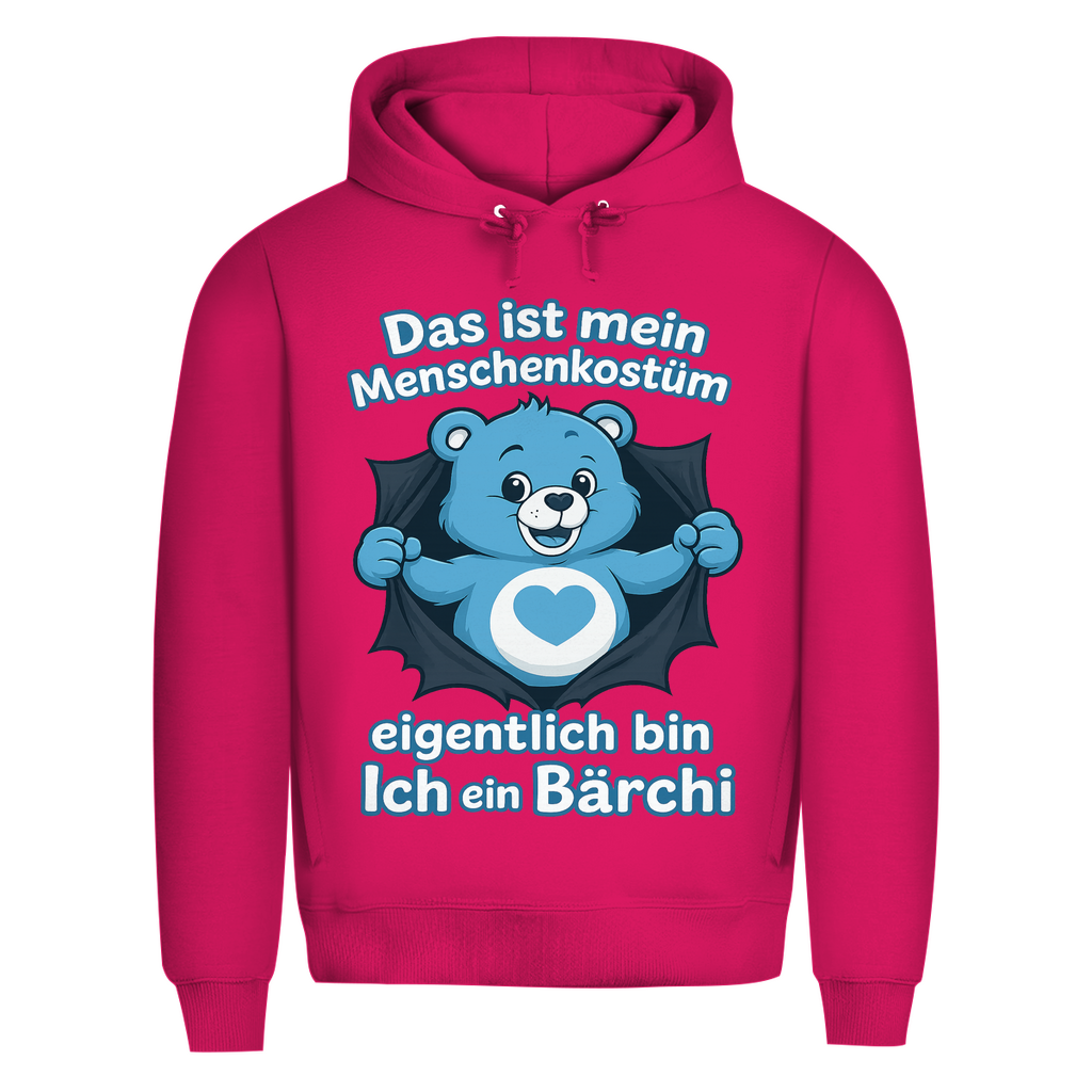 Herren Premium Bio Hoodie Menschenkostüm eigentlich bin ich ein Bärchi Magenta Pink