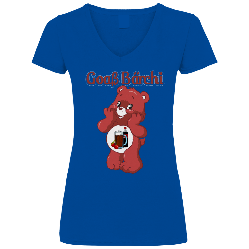 Goaß Bärchi - Glücksbärchi - V-Neck Damenshirt Royal Blue XL