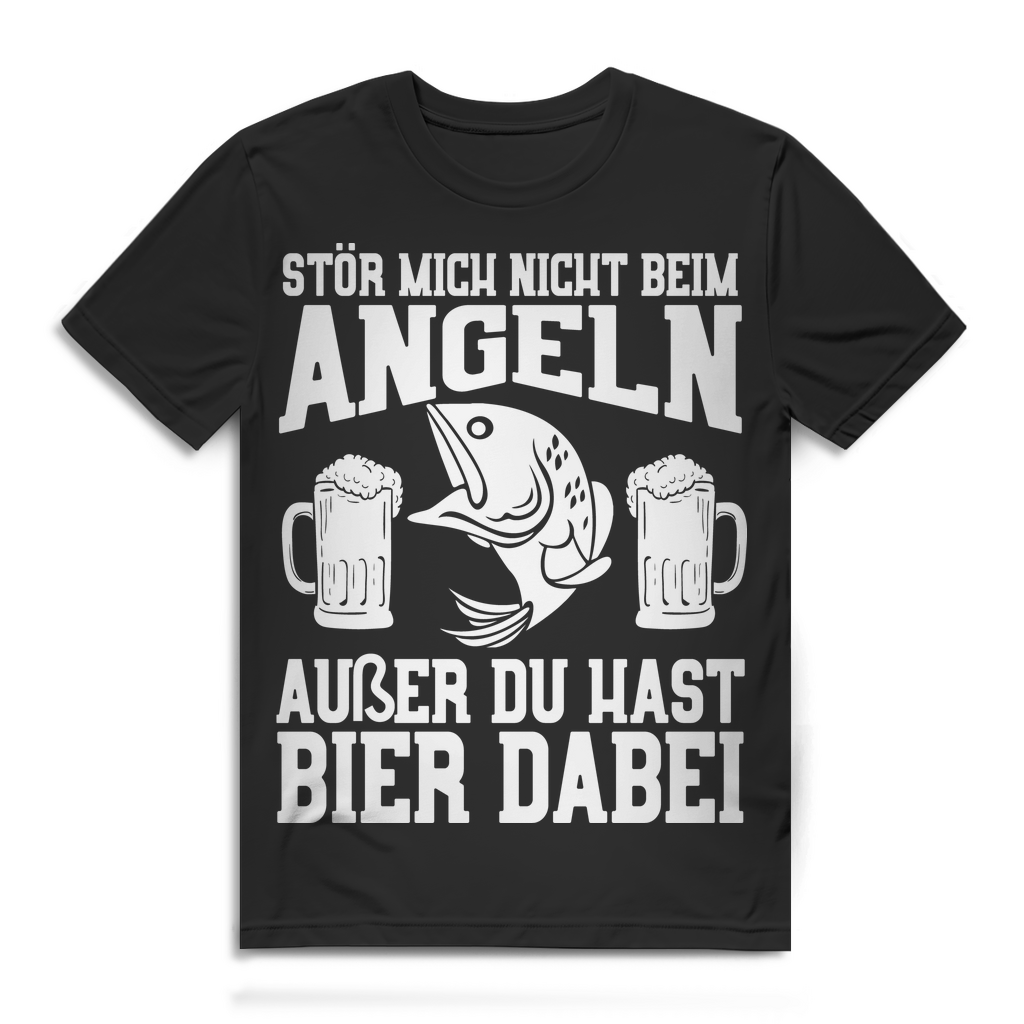 Lustiges Angelshirt Herren – Stör mich nicht beim Angeln außer du hast Bier Black