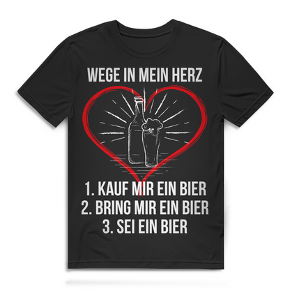 Herren Shirt Bier Spruch – Wege in mein Herz – Lustiges Geschenk Männer Black