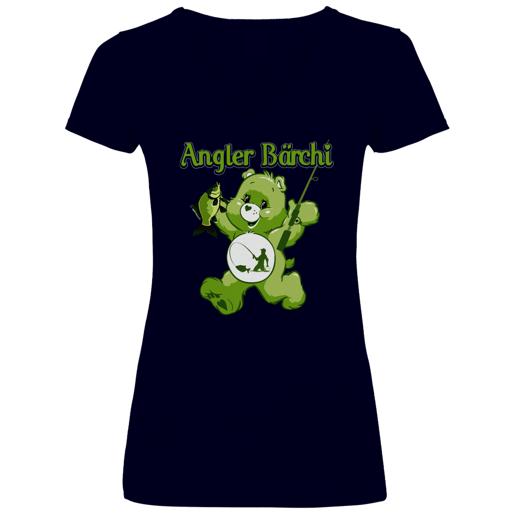 Angler Bärchi - Glücksbärchi - V-Neck Damenshirt Deep Navy