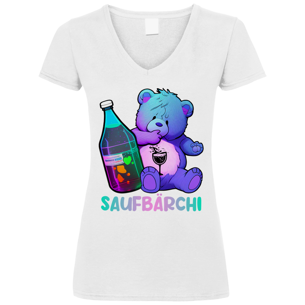 Saufbärchi - V-Neck Damenshirt