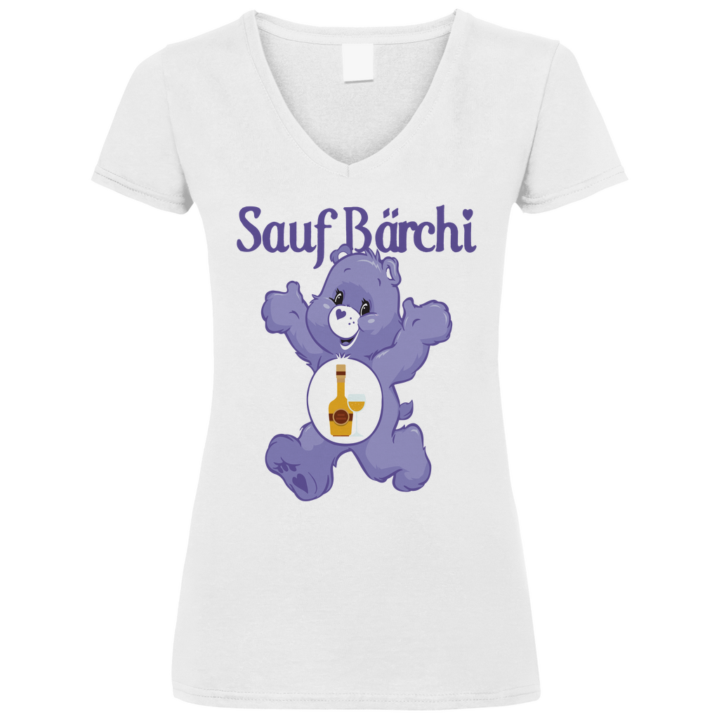 Sauf Bärchi - Glücksbärchi - V-Neck Damenshirt