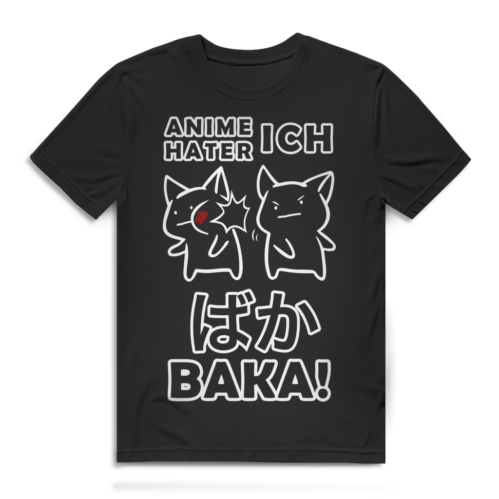 Anime Baka Shirt Herren – Lustiges Japan Nerd Design gegen Anime Hater Black