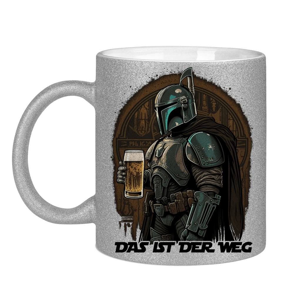 Das ist der Weg Mandalorianer Bier - Glitzertasse Silver Glitter