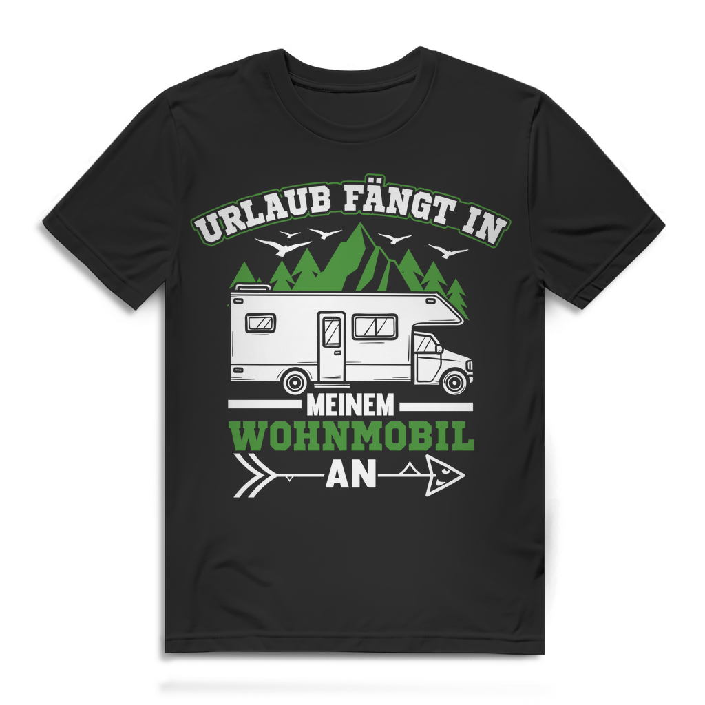 Urlaub fängt in meinem Wohnmobil an Camping Shirt Geschenk Männer Wohnmobil Fans Black