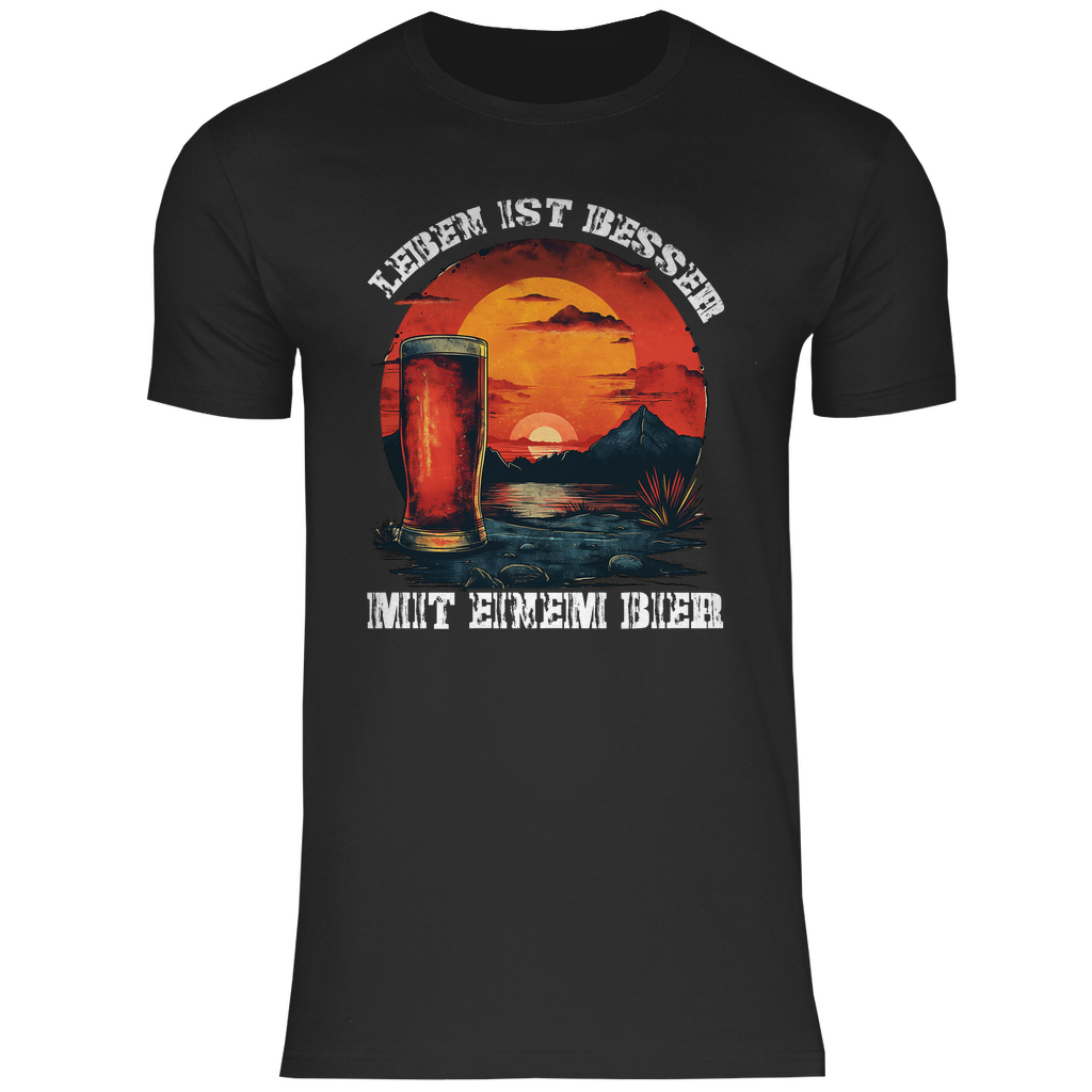 Leben ist besser mit einem Bier - Herren Shirt Black