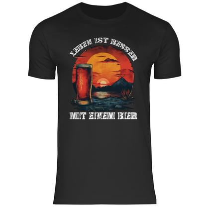 Leben ist besser mit einem Bier - Herren Shirt Black