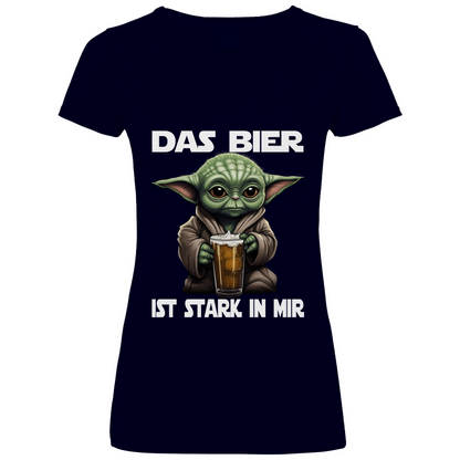 Das Bier ist stark in mir - Baby Yoda Grogu - V-Neck Damenshirt