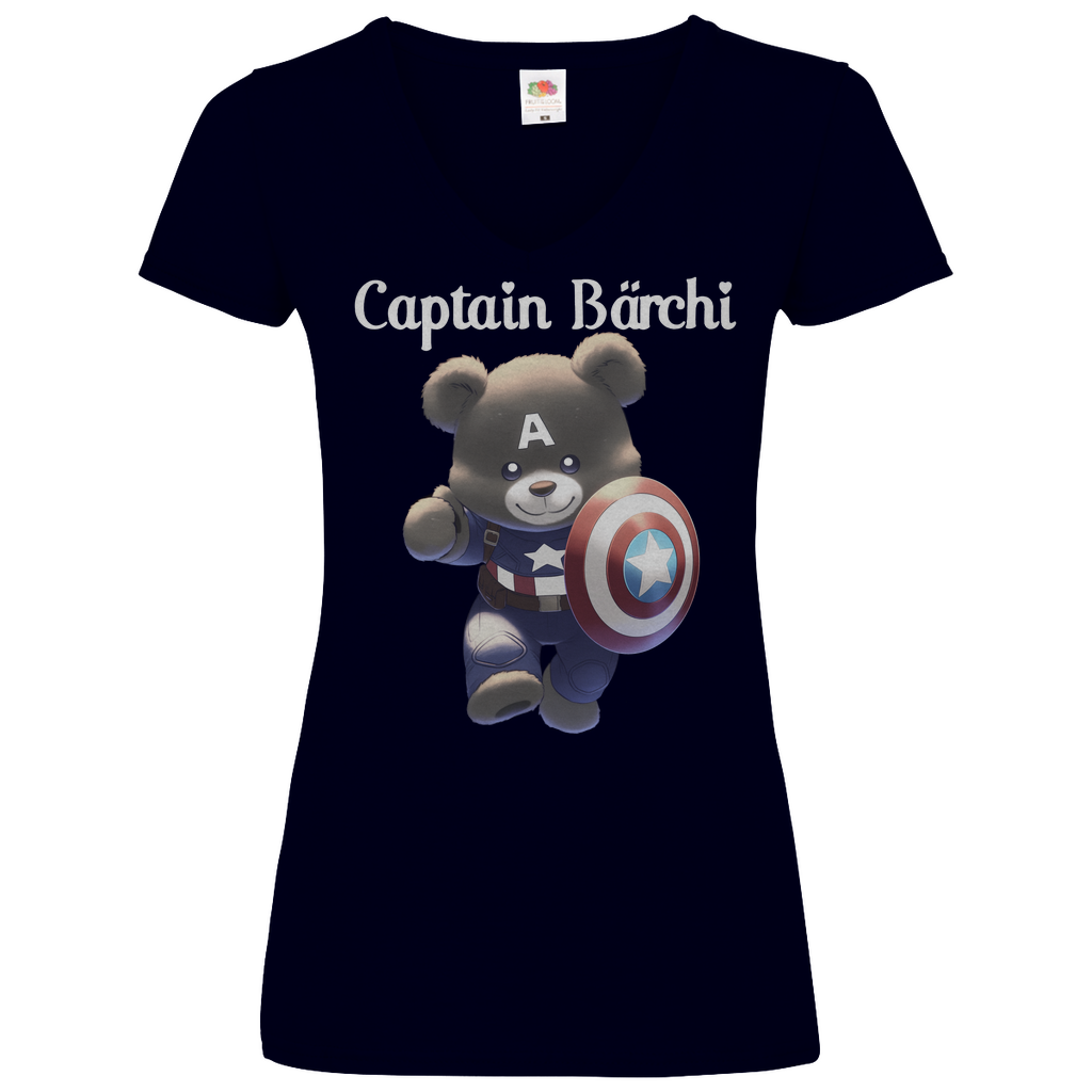Captain Bärchi - Glücksbärchi - V-Neck Damenshirt Deep Navy