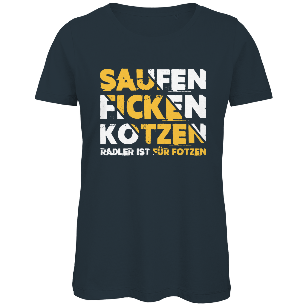 Saufen Ficken Kotzen Radler ist für Fotzen - Damen Premium Bio T-Shirt Dark Grey