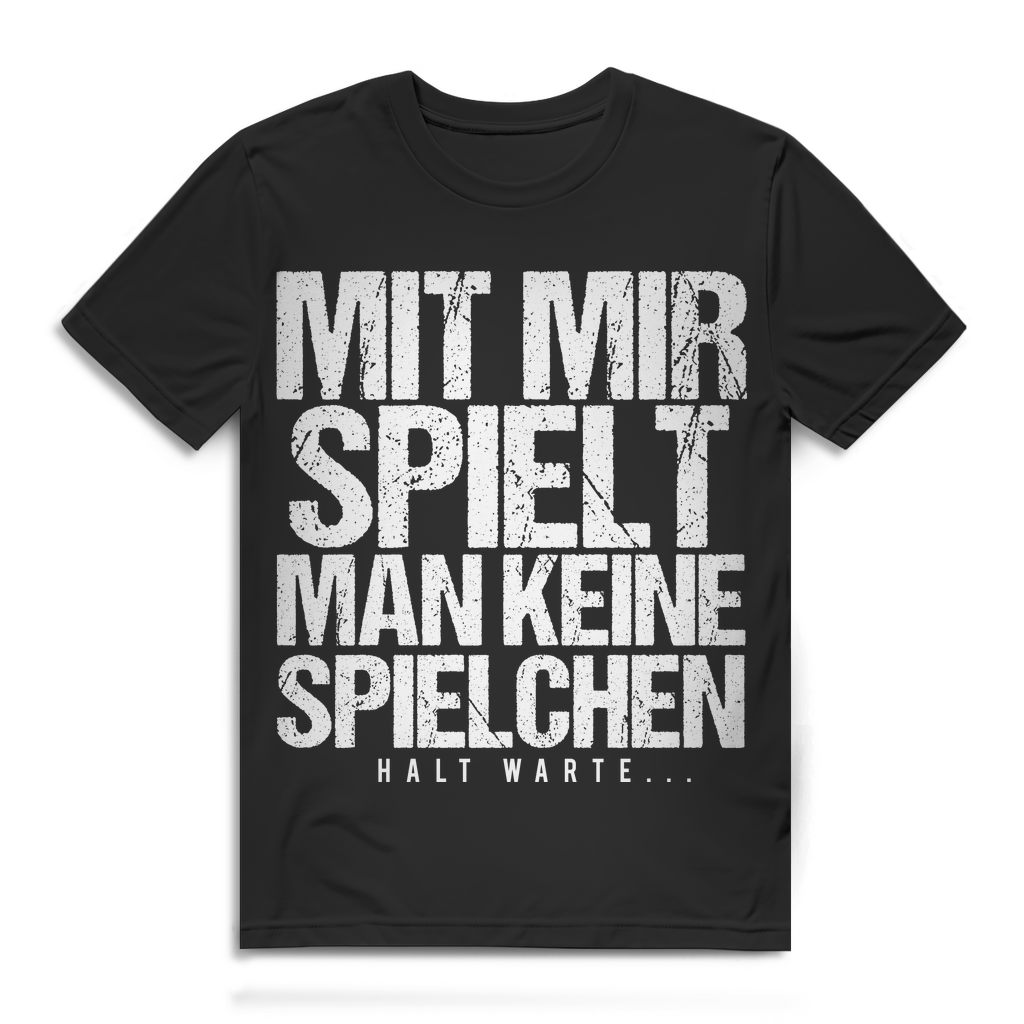Herren T-Shirt Mit mir spielt man keine Spielchen halt warte Bio Baumwolle Black